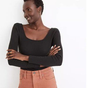 NWT Madewell Square Neck Black Bodysuit Medium